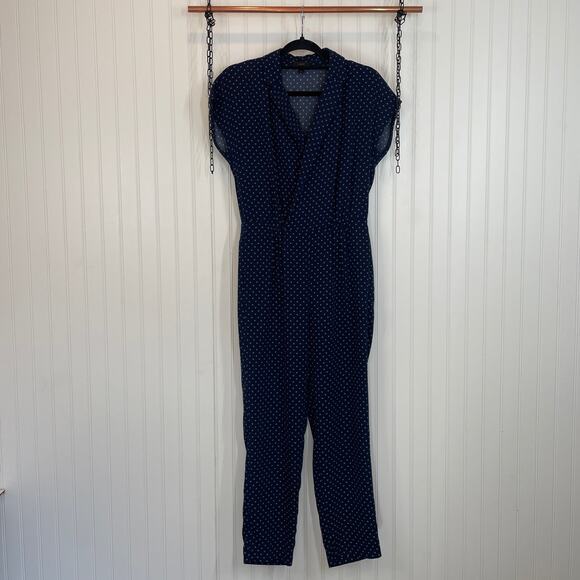 J.Crew Women's Blue Short Sleeve Front Pockets Jumpsuit Size 0 - Picture 1 of 8